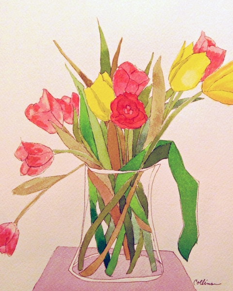 TULIPS BOUQUET WATERCOLOR by Jane Wallor Collins