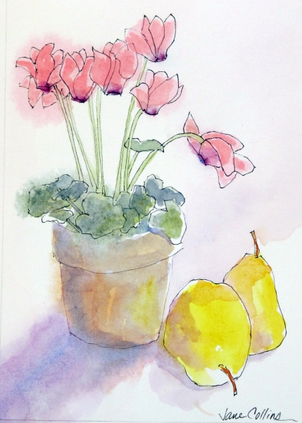 CYCLAMEN AND PEARS by Jane Wallor Collins