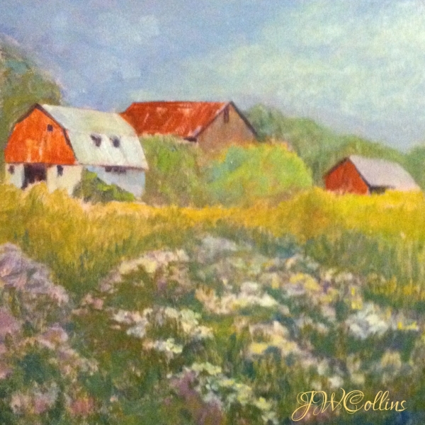 BARN WITH WILDFLOWERS by Jane Wallor Collins