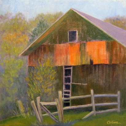 BARN WITH ORANGE PAINT by Jane Wallor Collins