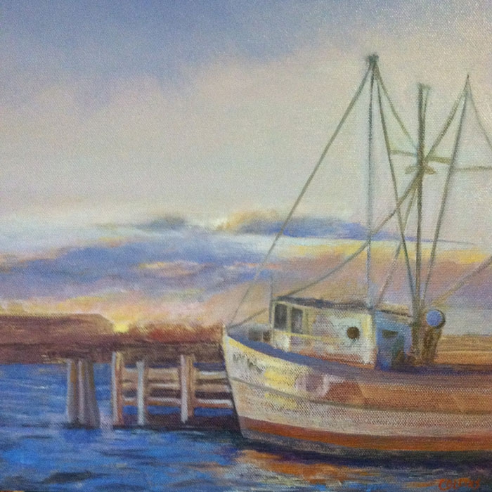 TRAWLER AT SUNDOWN by Jane Wallor Collins