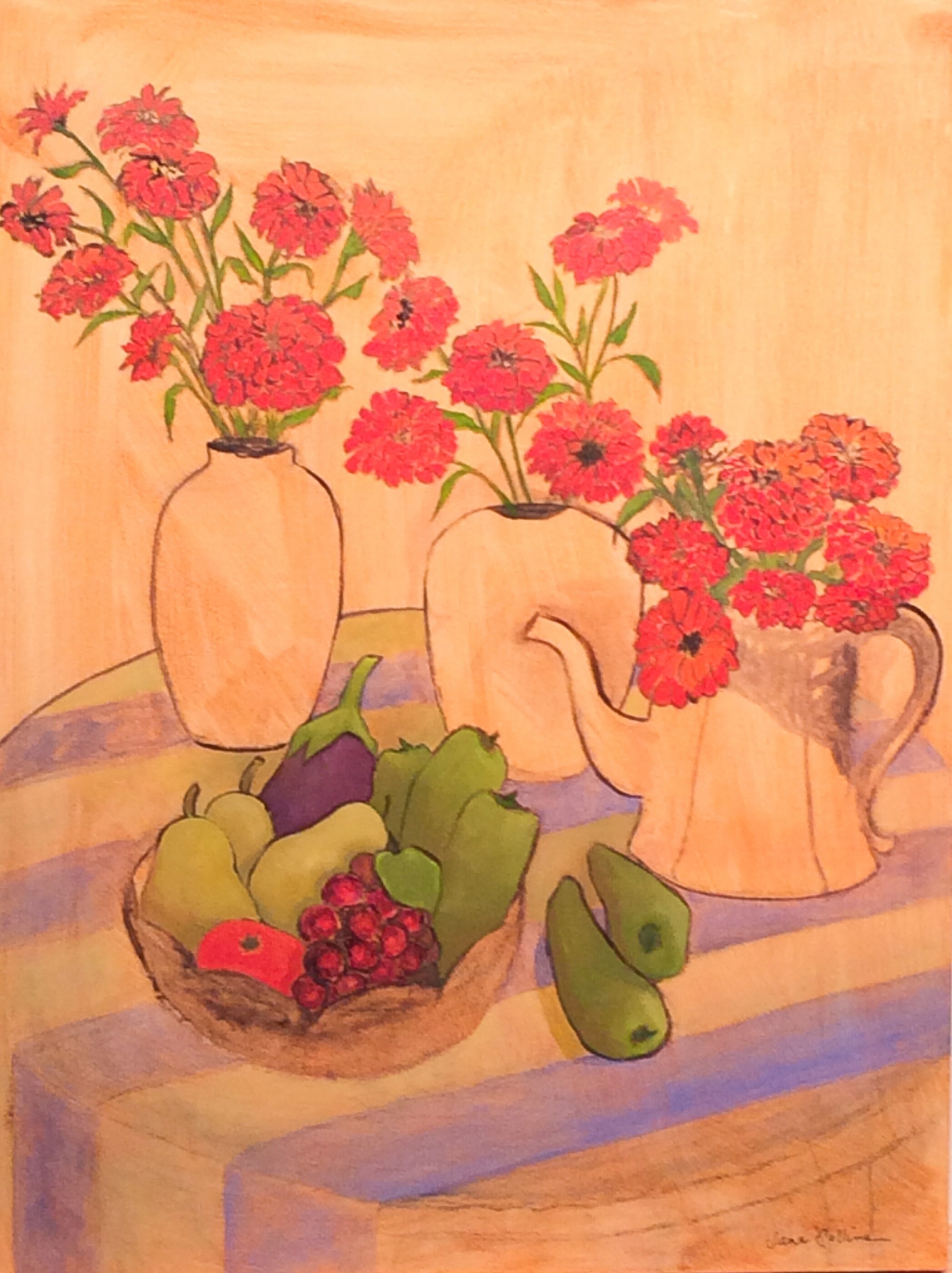 STILL LIFE IN RED AND GREEN by Jane Wallor Collins