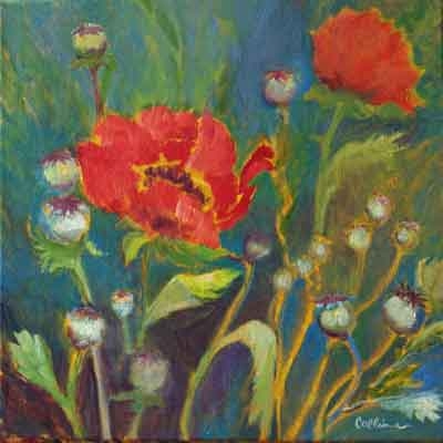 POPPIES AND SEEDPODS by Jane Wallor Collins