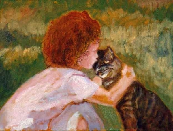 LITTLE GIRL WITH CAT by Jane Wallor Collins