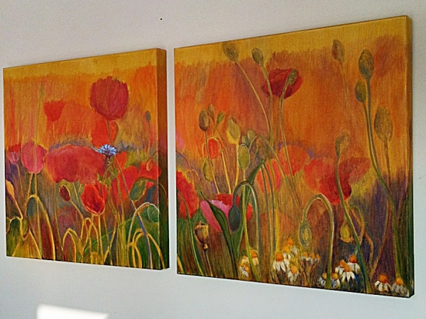 SUNRISE, POPPIES DIPTYCH by Jane Wallor Collins