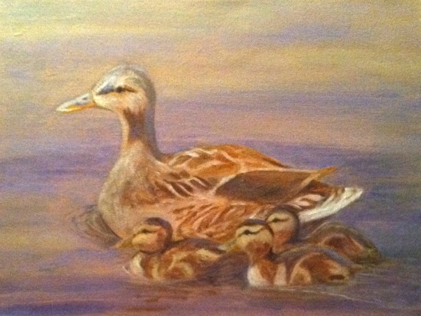 MALLARD AND DUCKLINGS by Jane Wallor Collins